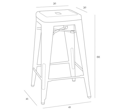 Hoker Paris 66cm biały inspirowany Tolix