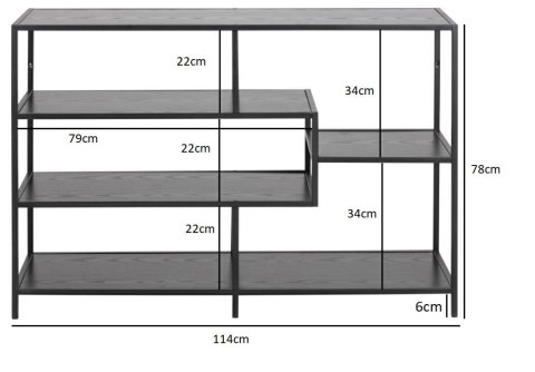 Regał Seaford V czarny/biały