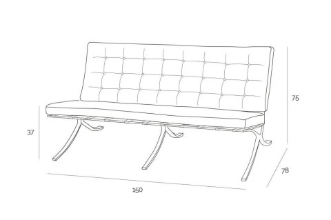 Sofa BA2 2 osobowa, brązowa skóra naturalna