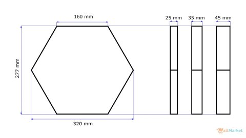 Panel ścienny 3d dekoracyjny piankowy WallMarket Heksagon czarny grubość 4,5 cm