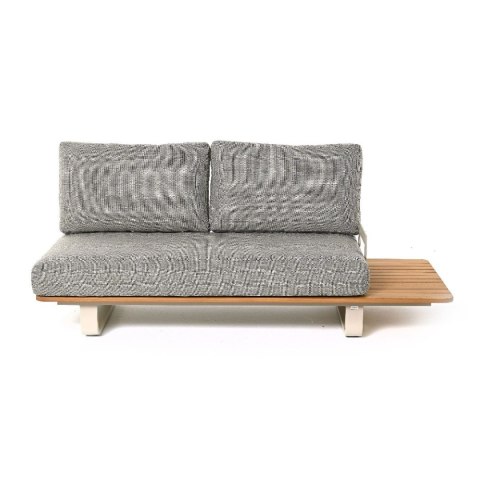 SOFA 2OS. LIVO 190X85X85CM ALUMINIUM BEŻ, TEAK, TKANINA SUNPROOF SZARY BEŻ