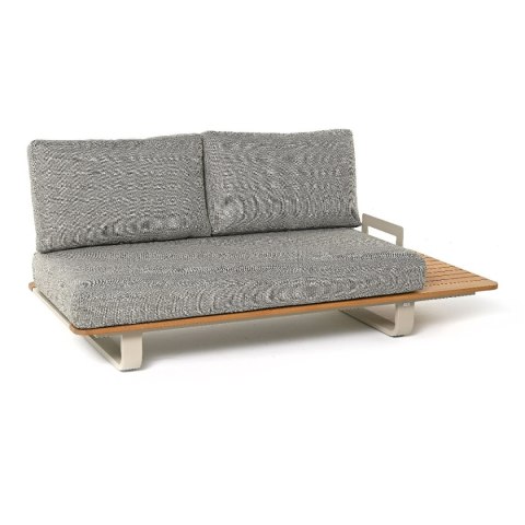 SOFA 2OS. LIVO 190X85X85CM ALUMINIUM BEŻ, TEAK, TKANINA SUNPROOF SZARY BEŻ