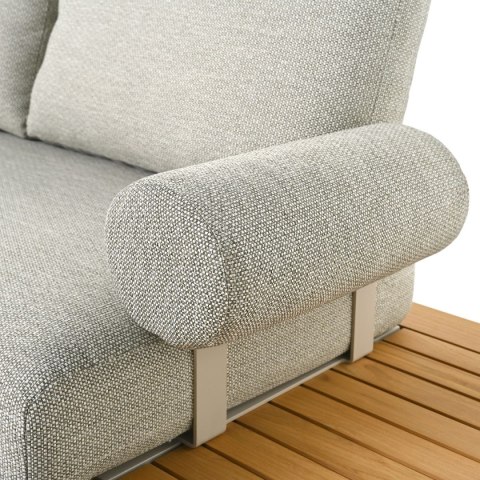 SOFA 2OS. LIVO 190X85X85CM ALUMINIUM BEŻ, TEAK, TKANINA SUNPROOF SZARY BEŻ